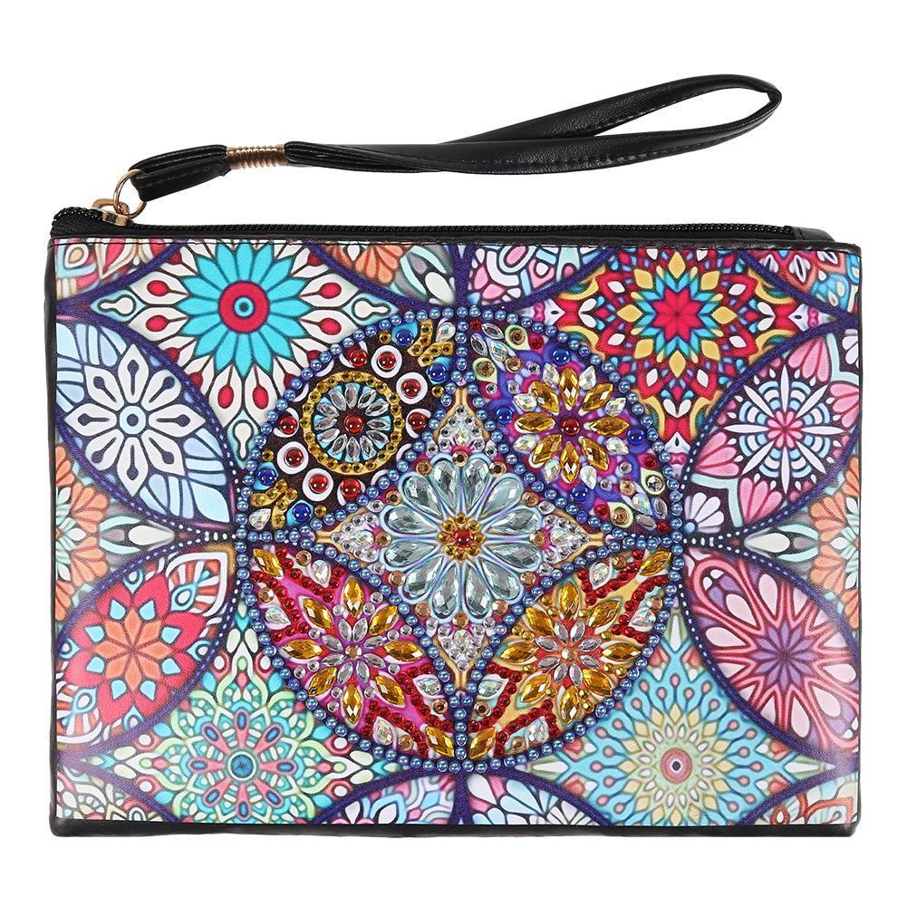 DIY Mandala Special Shaped Diamond Painting Wristlet Wallet Zipper Clutch