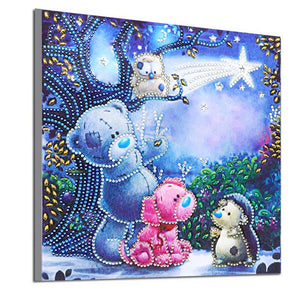 Bear Pattern 30x30cm(canvas) beautiful special shaped drill diamond painting