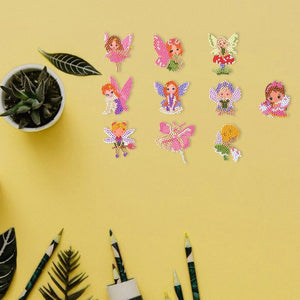 DIY Full Drill Round Cartoon Fairy Diamond Painting Puzzle Children Sticker