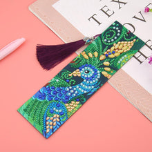 Load image into Gallery viewer, DIY Peafowl Special Shaped Diamond Painting Leather Tassel Bookmark Crafts
