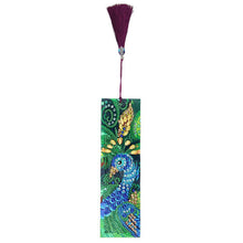 Load image into Gallery viewer, DIY Peafowl Special Shaped Diamond Painting Leather Tassel Bookmark Crafts
