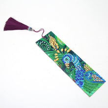 Load image into Gallery viewer, DIY Peafowl Special Shaped Diamond Painting Leather Tassel Bookmark Crafts
