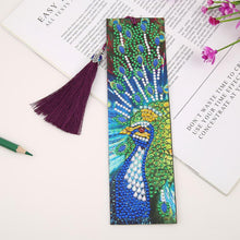Load image into Gallery viewer, DIY Peafowl Special Shaped Diamond Painting Leather Tassel Bookmark Gift
