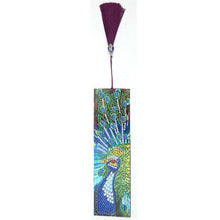Load image into Gallery viewer, DIY Peafowl Special Shaped Diamond Painting Leather Tassel Bookmark Gift
