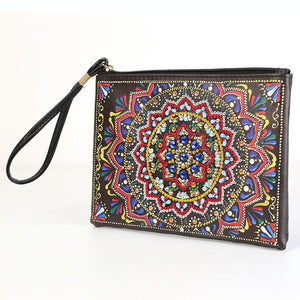 DIY Mandala Special Shaped Diamond Painting Wristlet Wallet Zipper Clutch