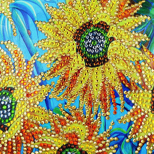DIY Sunflower Special Shaped Diamond Painting Leather Chain Shoulder Bags