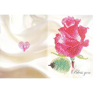 Diamond Painting Greeting Card Flower Printed Birthday Valentine Bless Gift