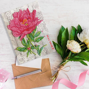 Diamond Painting Greeting Card Flower Printed Birthday Valentine Bless Gift