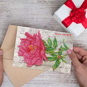 Diamond Painting Greeting Card Flower Printed Birthday Valentine Bless Gift