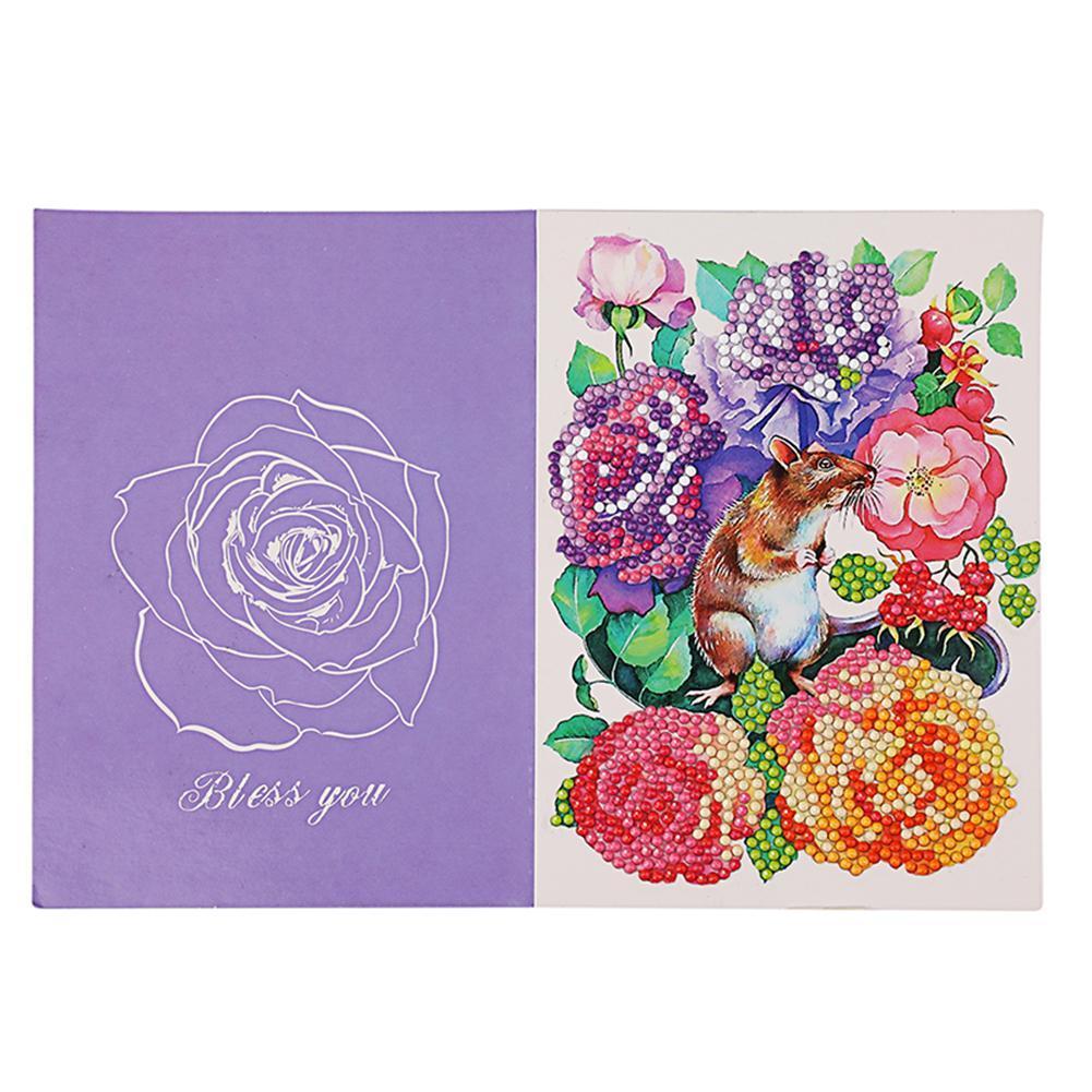 DIY Diamond Painting Greeting Cards Flowers Birthday Festival Blessing Gift