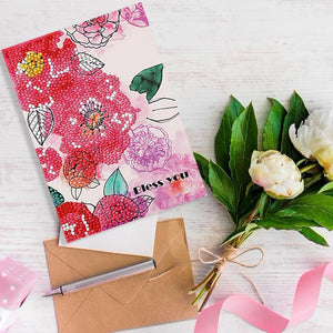DIY Diamond Painting Flowers Greeting Card Birthday Valentine Blessing Gift