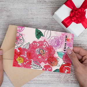 DIY Diamond Painting Flowers Greeting Card Birthday Valentine Blessing Gift