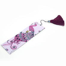 Load image into Gallery viewer, DIY Peafowl Special Shaped Diamond Painting Leather Tassel Bookmark Gift
