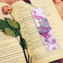 Load image into Gallery viewer, DIY Peafowl Special Shaped Diamond Painting Leather Tassel Bookmark Gift
