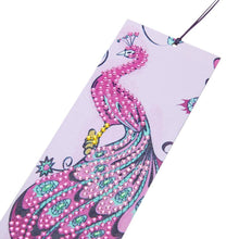 Load image into Gallery viewer, DIY Peafowl Special Shaped Diamond Painting Leather Tassel Bookmark Gift
