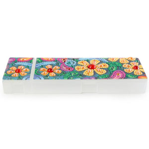DIY Flower Special Shaped Diamond Painting 2 Grids Pencil Case Storage Box