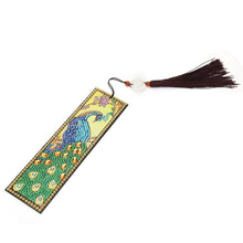 Load image into Gallery viewer, DIY Peafowl Special Shaped Diamond Painting Leather Tassel Bookmark Gift
