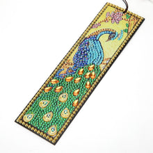 Load image into Gallery viewer, DIY Peafowl Special Shaped Diamond Painting Leather Tassel Bookmark Gift
