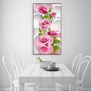 Pink Flower 30x50cm(canvas) full round drill diamond painting