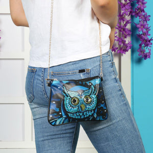 DIY Owl Special Shaped Diamond Painting Women Leather Chain Crossbody Bags