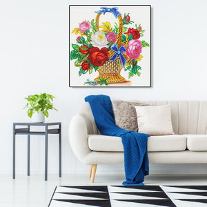 Flower Basket 30x30cm(canvas) beautiful special shaped drill diamond painting