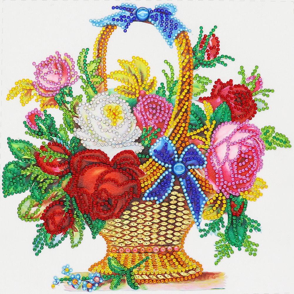 Flower Basket 30x30cm(canvas) beautiful special shaped drill diamond painting