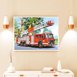 Fire Truck 30x40cm(canvas) full round drill diamond painting