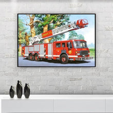 Load image into Gallery viewer, Fire Truck 30x40cm(canvas) full round drill diamond painting
