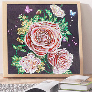 Flower 30x30cm(canvas) beautiful special shaped drill diamond painting
