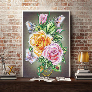 Flower 30x40cm(canvas) beautiful special shaped drill diamond painting