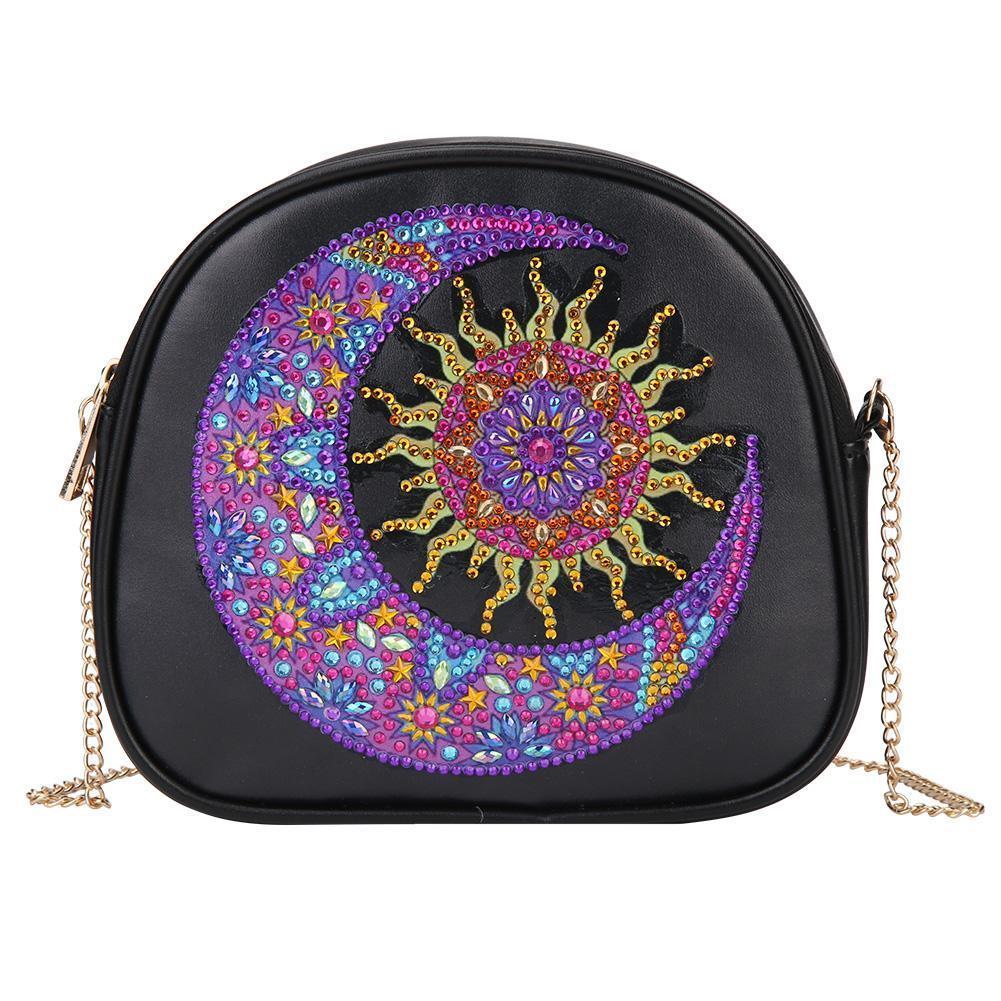 DIY Sun Moon Special Shaped Diamond Painting Leather Chain Crossbody Bags