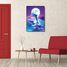 Load image into Gallery viewer, Dolphin Jump 30x40cm(canvas) full round drill diamond painting

