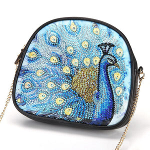 DIY Peafowl Special Shaped Diamond Painting Leather Chain Crossbody Bags