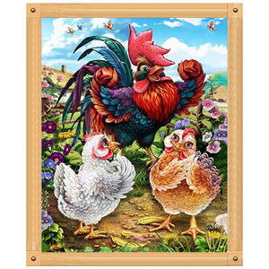 Chickens 30x40cm(canvas) full round drill diamond painting