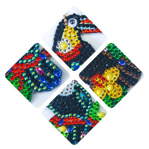 5pcs DIY Full Drill Special Shape Diamond Painting Bird Keychain Embroidery