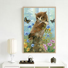 Load image into Gallery viewer, Flower Owl 30x40cm(canvas) full round drill diamond painting
