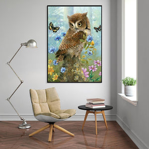Flower Owl 30x40cm(canvas) full round drill diamond painting
