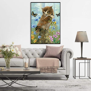 Flower Owl 30x40cm(canvas) full round drill diamond painting