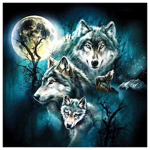 Night Wolves 30x30cm(canvas) full round drill diamond painting