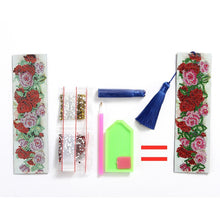 Load image into Gallery viewer, DIY Special Shape Diamond Painting Leather Rose Bookmark Tassel Embroidery
