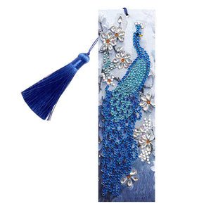 DIY Special Shape Diamond Painting Leather Tassel Peacock Bookmark Crafts