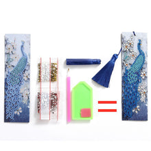 Load image into Gallery viewer, DIY Special Shape Diamond Painting Leather Tassel Peacock Bookmark Crafts
