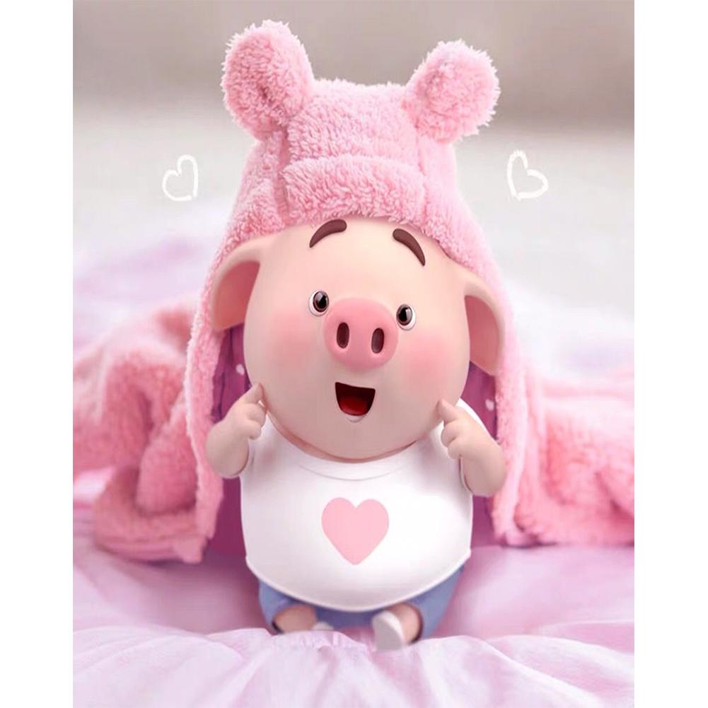 Pink Pig 40x30cm(canvas) full round drill diamond painting