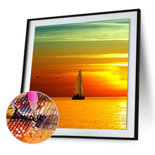 Load image into Gallery viewer, Sea Sunset Ship 30x30cm(canvas) full round drill diamond painting

