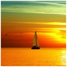 Load image into Gallery viewer, Sea Sunset Ship 30x30cm(canvas) full round drill diamond painting

