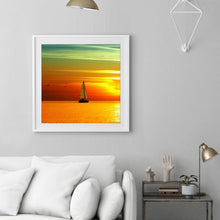Load image into Gallery viewer, Sea Sunset Ship 30x30cm(canvas) full round drill diamond painting
