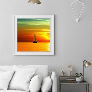 Sea Sunset Ship 30x30cm(canvas) full round drill diamond painting