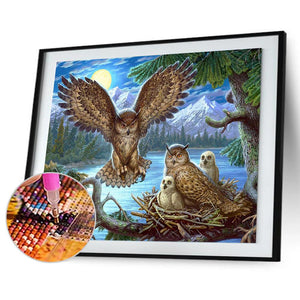 Bird Family 30x40cm(canvas) full round drill diamond painting