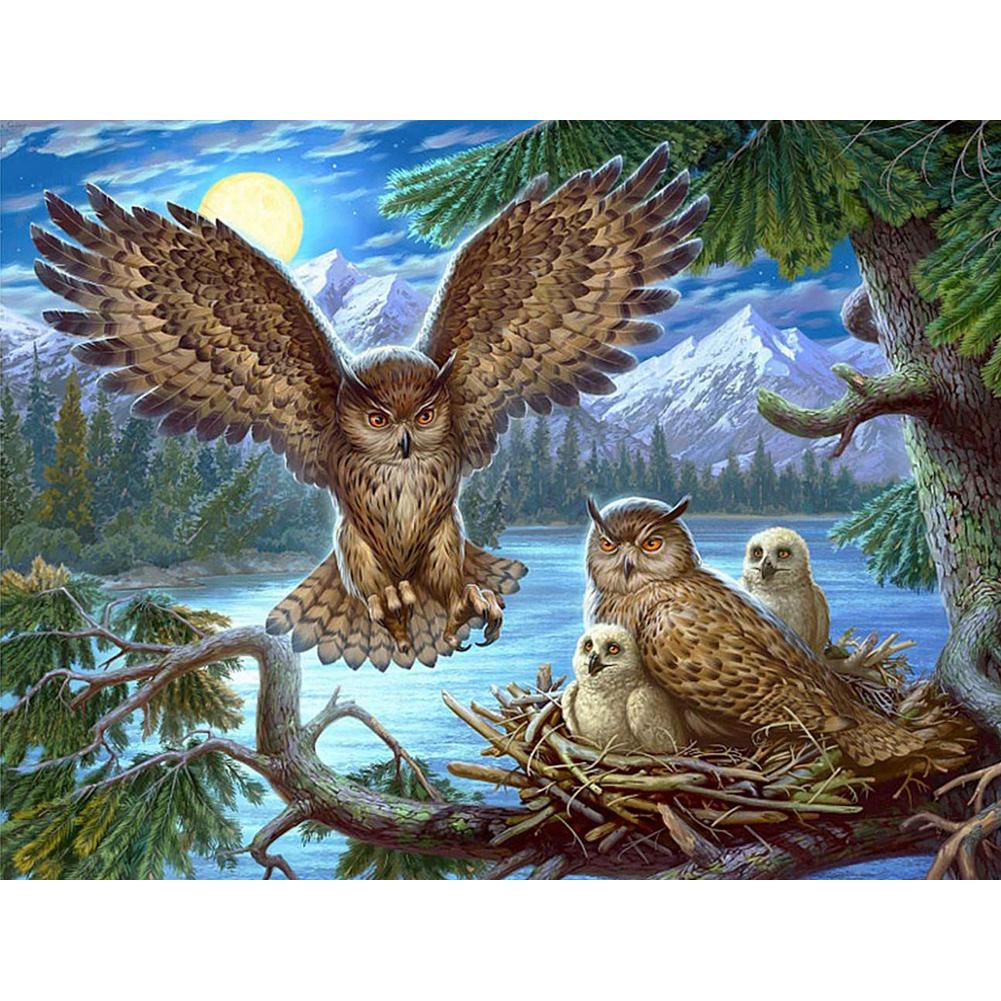 Bird Family 30x40cm(canvas) full round drill diamond painting