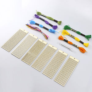 6pcs Wooden Blank Bookmark Slices Rectangle DIY Embroidery Hanging Pendant